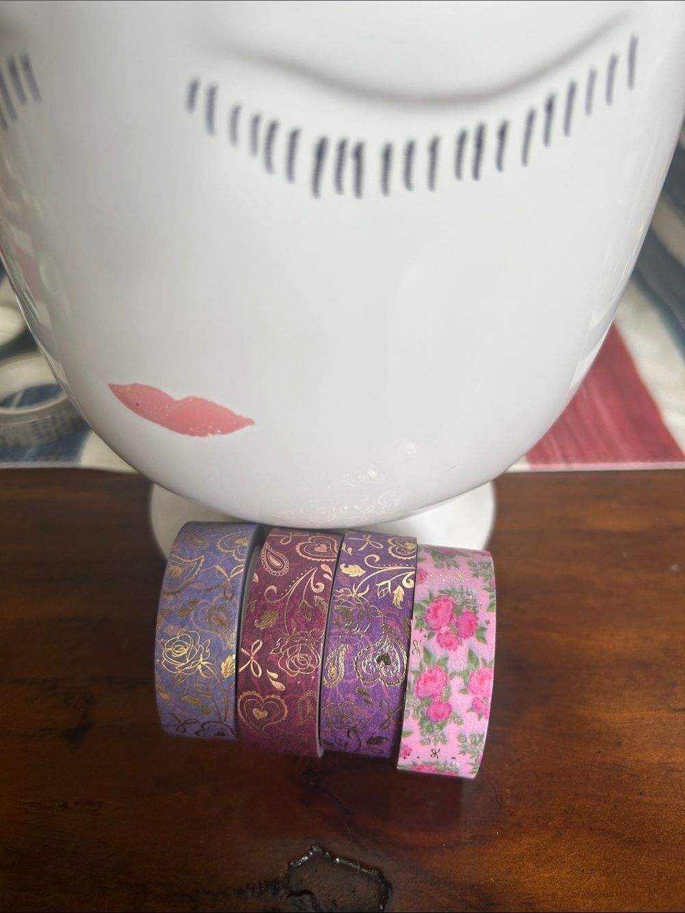 Simply Gilded floral  Decorative Washi Tape Set Pink & Purple set of 4 like new